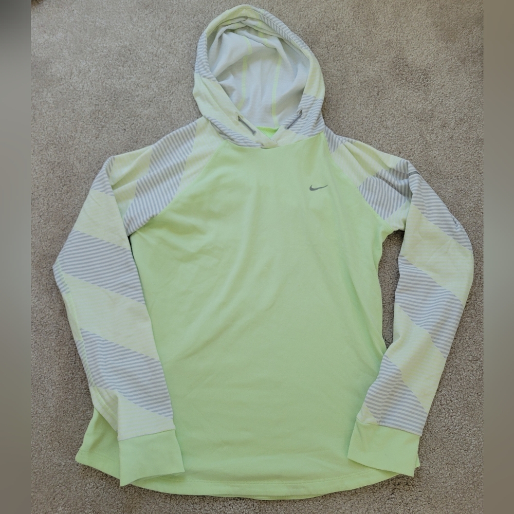 Nike Dri-Fit Lime Green and White/Gray Athletic Hoodie, Size M